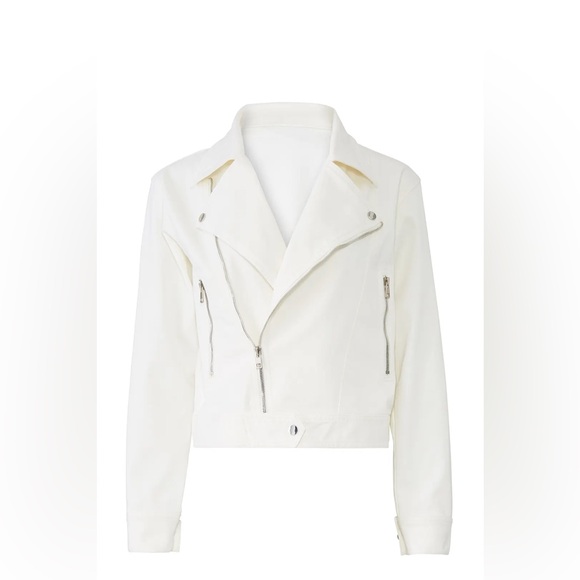 Caara Aless Denim Moto Jacket White size medium (NWT) - Picture 1 of 4